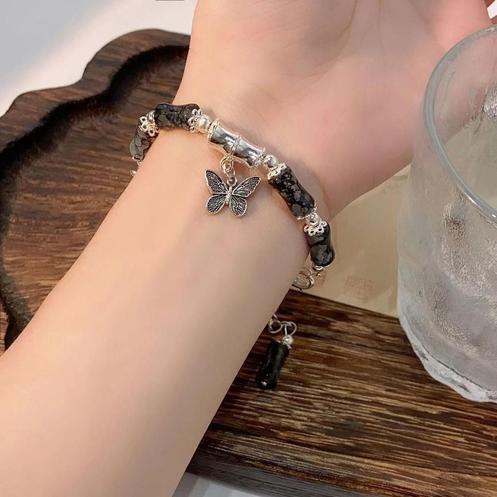 Gradient Elegant Blue Gemstone Butterfly Bracelet For Women Luxurious Summer Jewelry