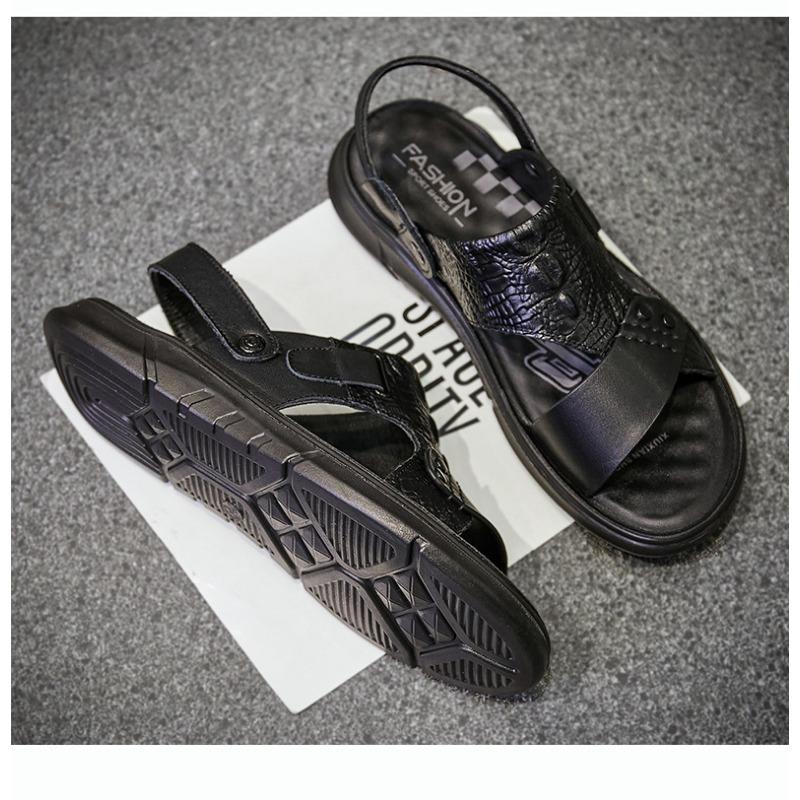 Fashion Summer Fashion Leather Men's Sandals Designer New Slip-on Soft Sole Outdoor Beach Man Shoes Indoor Casual Male Slippers