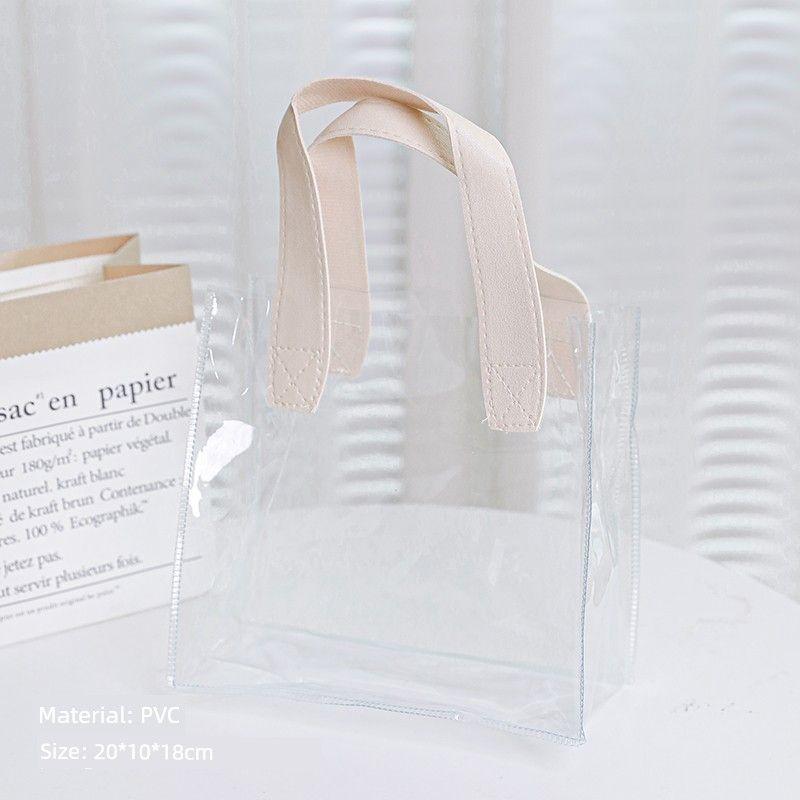 

Rosyposy Soft PVC Transparent Handbag High School Entrance Examination Examination Exclusive Bag File Storage Bag Student Waterproof Beige Satchel transparent small size