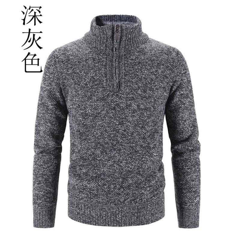 Men S Plus Size Fleece Half Zip High Neck Pullover Long Sleeve Knit Sweater