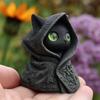 Gothic Black Cat Statue with Cloak Mysterious Dark Art Figurine Vintage Home Decor Unique Sculpture for Desktop Bookshelf