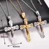 Stainless Steel Punk Jesus Crucifixion Cross Pendant Necklace for Women Men Religious Faith Prayer Charms Chain Metal Jewelry