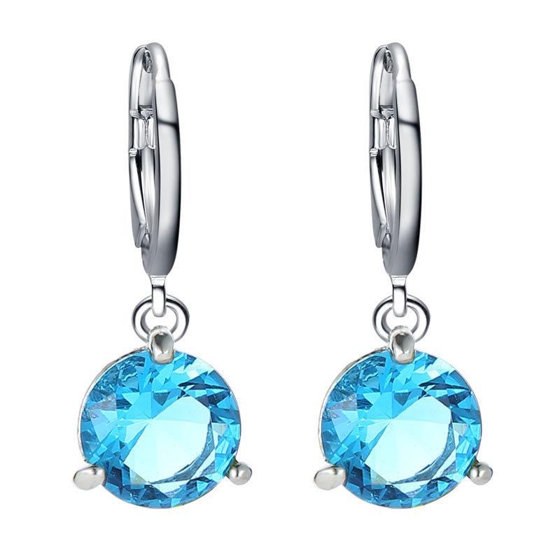 New Best-selling Fashion Jewelry Necklace Earrings Two-piece Round Multicolor Zircon Pendant Set.