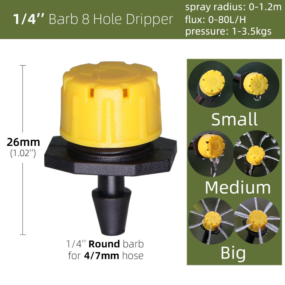 10-1000PCS Adjustable 8 Holes Dripper Sprinkler Garden Irrigation Nozzle Emitter Micro Drip Balcony Yard Greenhouse Watering