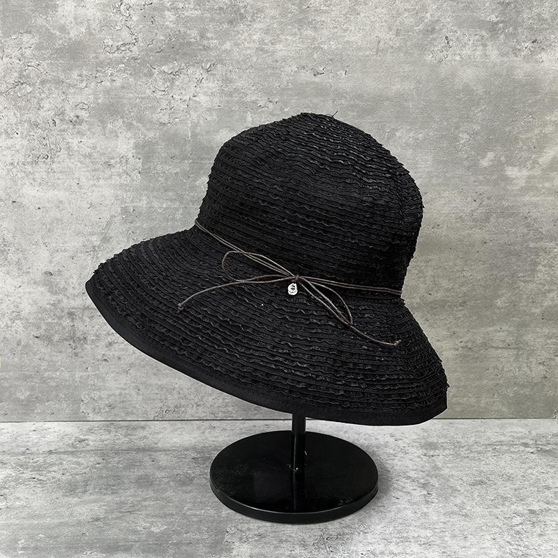 Japanische Schleife Süßer Fischerhut Damen Sommer Strand Krempe Reise Sonnenschutz Vielseitiger leichter Stoffhut