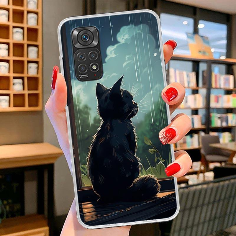 

Anime Cat Rain Animal Cover Phone Case For Xiaomi Redmi Note 15 14 13 12 11 10 Pro Plus 14S 12S 11S 11T 11E 10S Soft Fundas Shel Redmi Note 14 Pro 5G