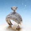 Elegant CopperColor Hip Hop Ring for Women Luxurious Inlaid White Zircon Stones Wedding Rings Set Bridal Engagement Jewelry