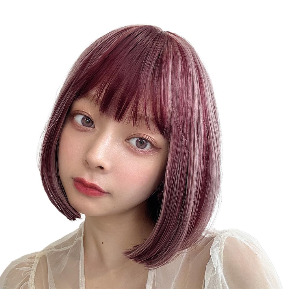 AQUADOLL (Aquadoll) Wig, Short Bob, Mont Blanc Color, Highlights, Full Wig, Blonde, Pink, One Size Fits All, D5PB-X. Berry Candy wg350D5PB-X