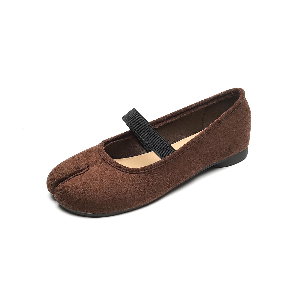 

Weiwei girl 7899-3 балетки на плоской подошве с туфлями Мэри Джейн, ретро свиные ножки с раздвоенным носком и неглубоким горлом 35 кофейный