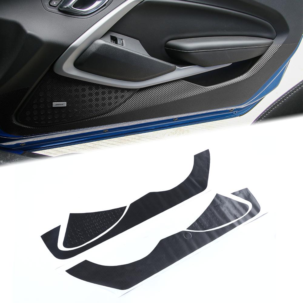 Inner Door Anti Kick Trim Sticker Decal For Chevrolet Camaro 2017+ Carbon Fiber