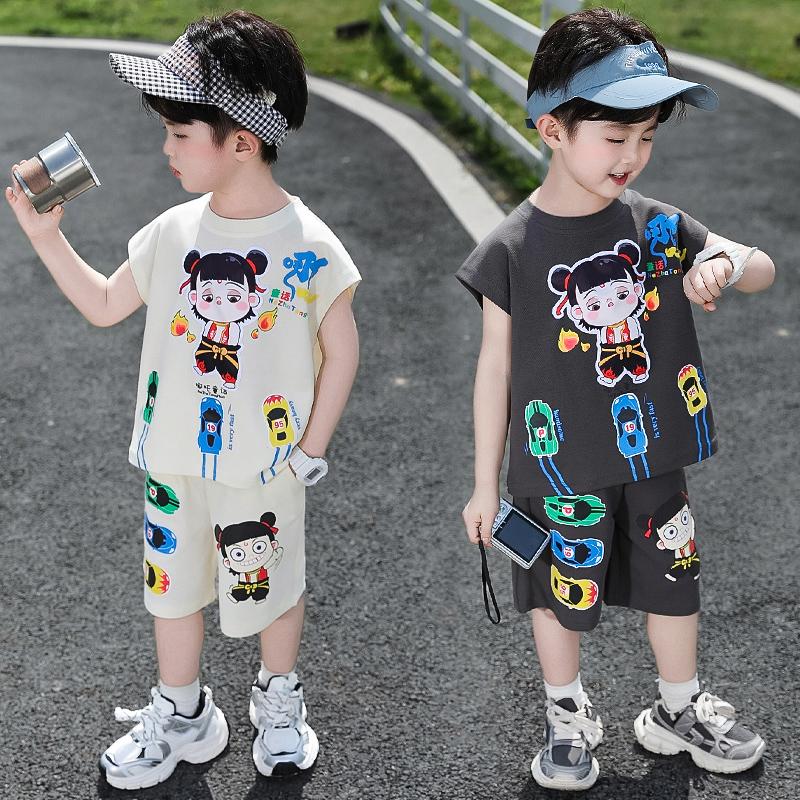 Nezha Clothing Boys' Set Summer 2025 New Western Style Baby Pi Handsome Clothes Summer Children's Tank Top Two Piece Set