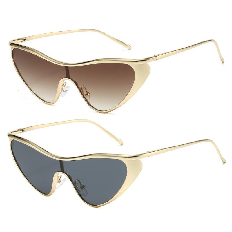 Y2K Punk Cat Eye Sunglasses Women  Luxury Brand Steampunk One-Piece Sun Glasses for Lady Vintage Shield Eyewear UV400 Shades