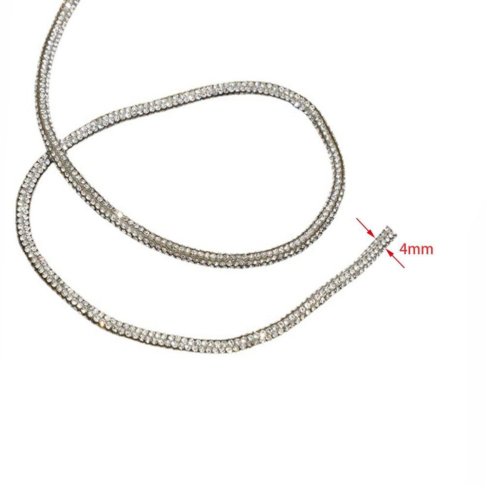 2 Yards Crystal Rhinestones Round Cord Shiny DIY Shoelaces Universal Drawstring  Bag Strap