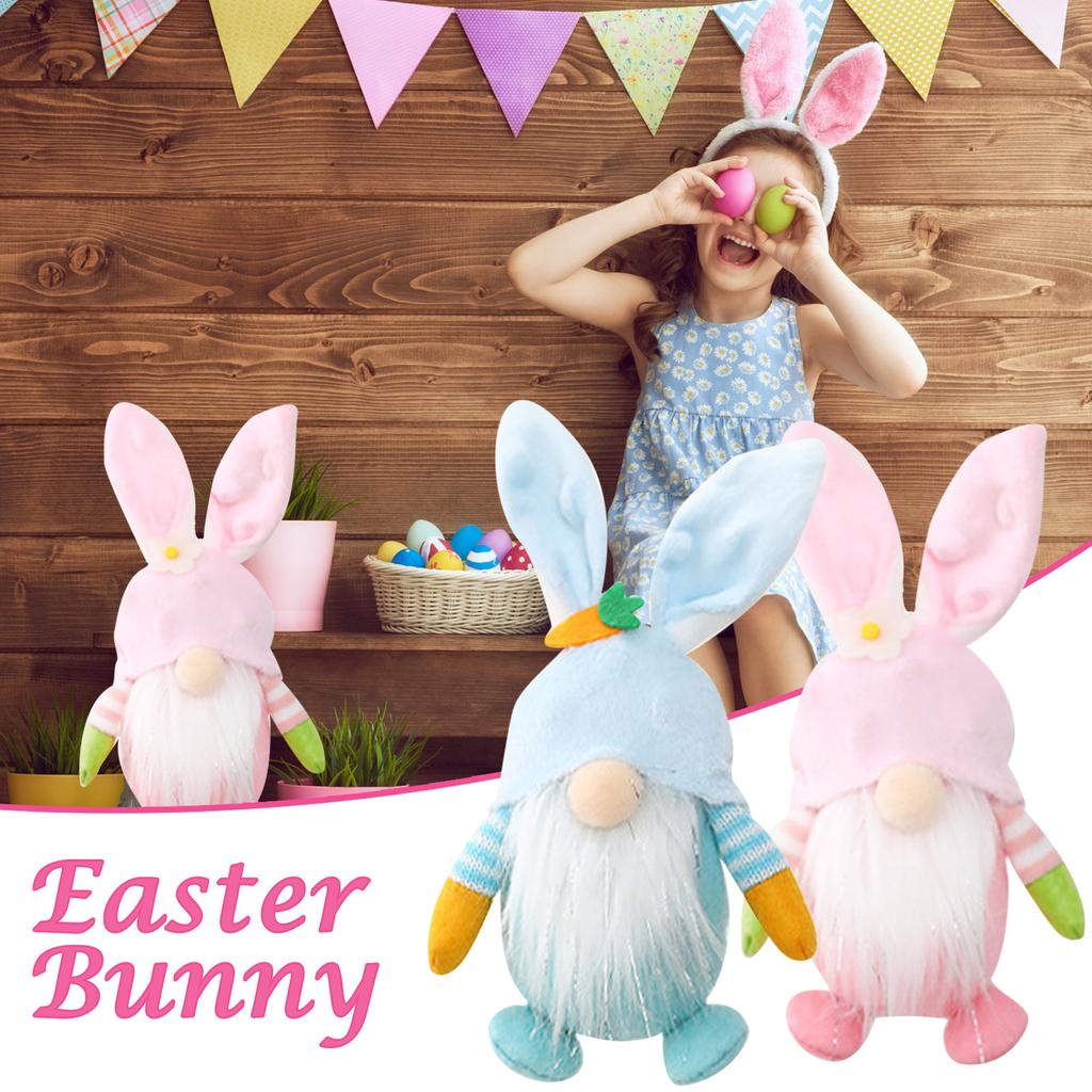2PCS Easter Day Decorations Toy Ornaments Rudolph Faceless Doll Rudolph Toy Plush Toy Easter Gift For Boys And Girls