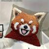 2D flat- Cute Happy Red Panda Throw Pillow Cover 2D Flat Print Decorative Cushion Case for Sofa Bedroom Living Room