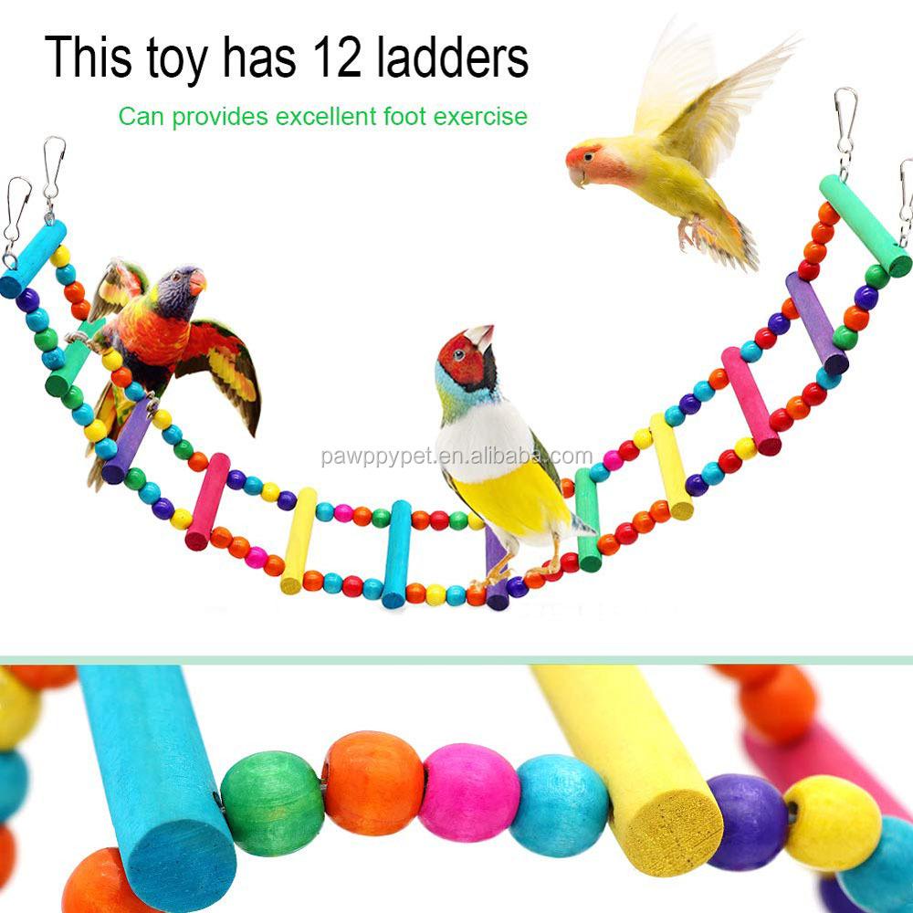 Birds Swing Toys, Parrots Chewing Hanging Perches with Bells Toys for Love Birds Budgie Macaws Cockatiels Parakeets African Grey