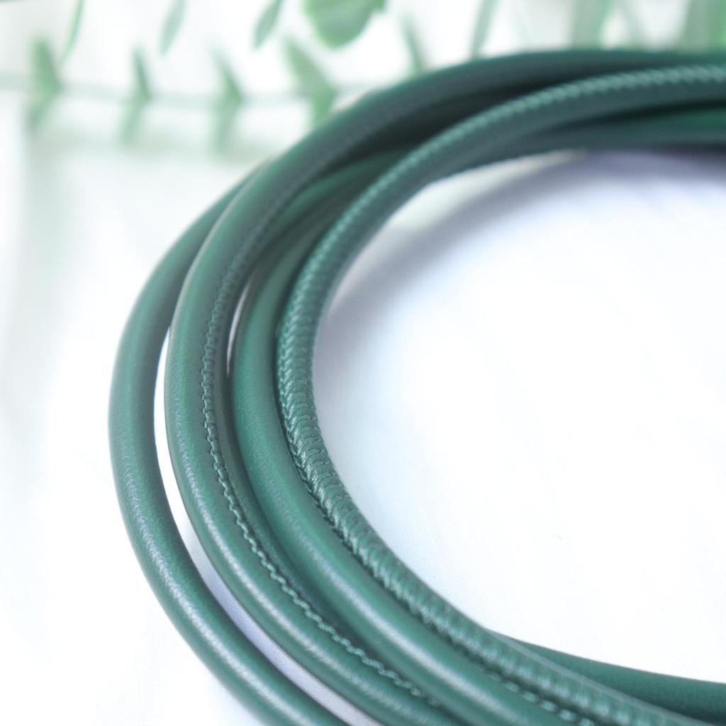 PU Leather Round Handle Strap with Lock Edge Stitching - DIY Traction Weaving Ornament E18