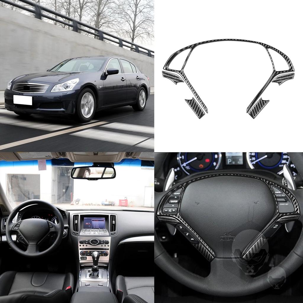 Car Carbon Fiber Steering Wheel Decorative Frame Trim Panel Sticker For INFINITI G37 2010-2013 Interior Accesorios Para El Coche