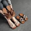 Genuine Leather Breathable Women's Flat Slippers Retro Versatile Soft Sole Roman Sandals