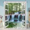 Simulation Window Beach Forest Outdoor Shower Curtain Tropical Seaside Landscape Bohemian Cloth Hanging Curtains Bathroom Decor