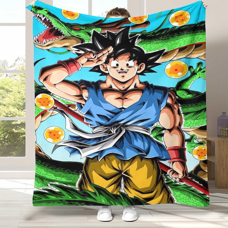 Anime D-Dragon Ball Game Cartoon Flannel Blanket,Ultra Soft Warm Plush Throw for Home Bedroom Bed Sofa Cover Office Camping