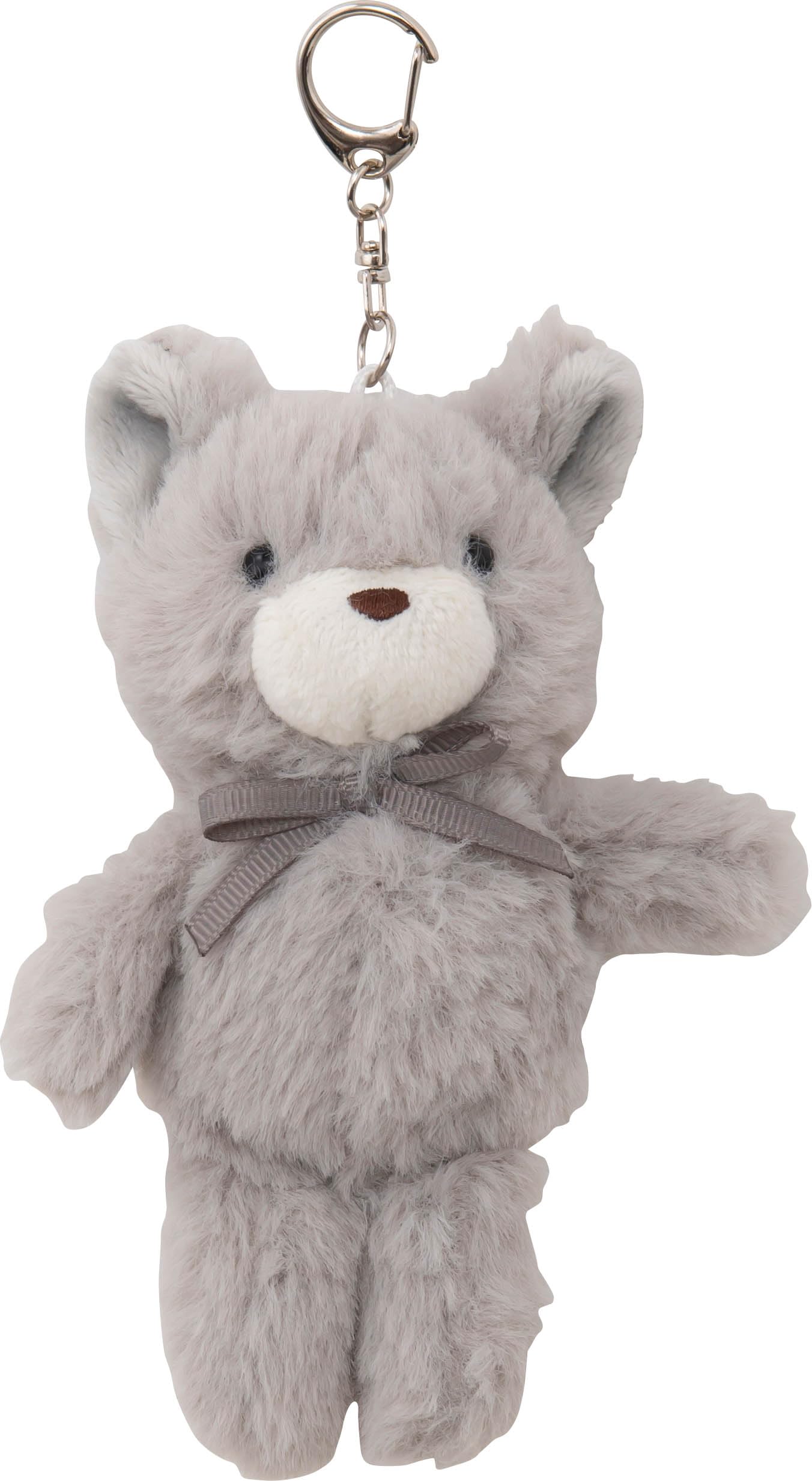 

Fluffy furry cat plush charm keychain Mimi (172-7905C1) серый