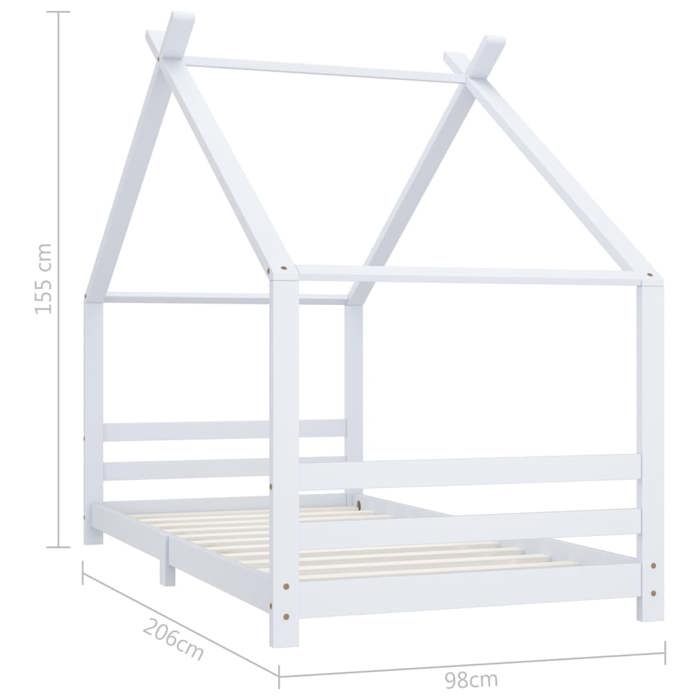 VidaXL Cadre de Lit d'enfant Sommier à Lattes Cadre à Lattes Meuble de Chambre à Coucher Maison Intérieur Blanc 90x200 cm 289612