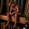Ancient Roman Style Statues Greek Warrior Shelf Sitter Statue, Sitting Soldier Figurine with Classic Room Decor Helmet, Historical Desktop Ornament