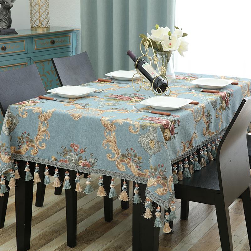 Embroidery Large European Square Tablecloth Chenille Jacquard Tablecloth Christmas Dining Table Cover Round Tablecloths for Wedding Decor Table Cloth