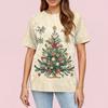 Women's Fashionable Casual Short Sleeve Christmas Print Round Neck Pullover Top
