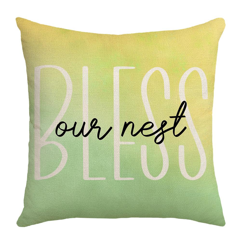 New Summer Throw Pillow Cover with Floral Letter Print Linen Throw Pillow Decoration Sofa Back Throw Pillow Cover