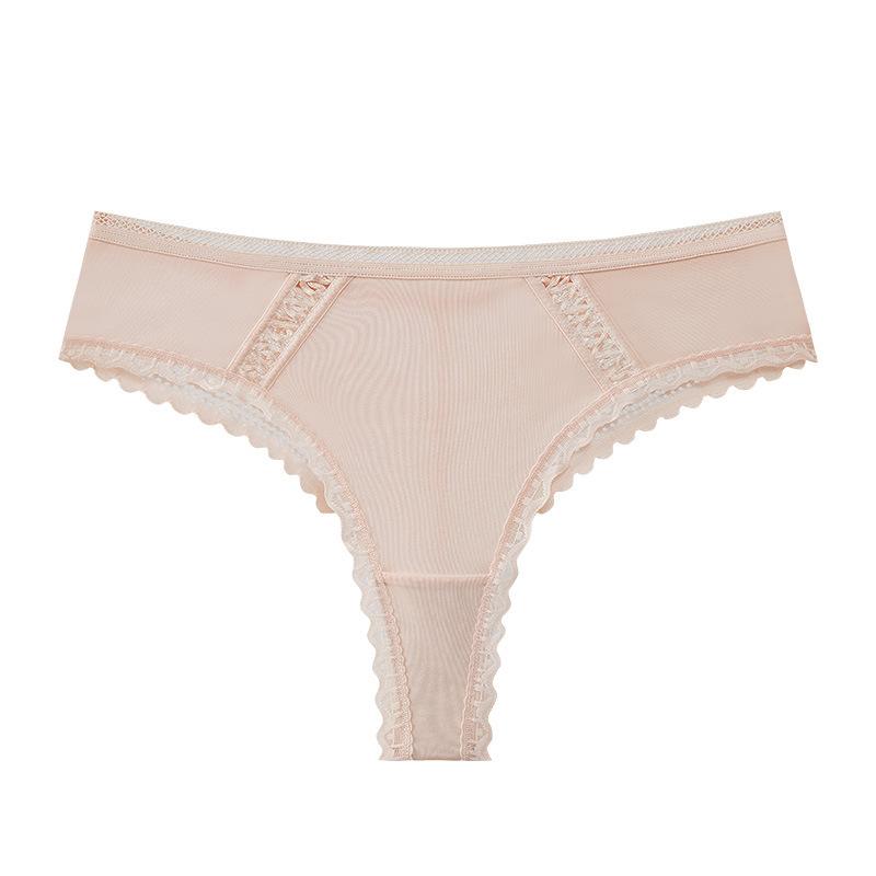 

Сексуальные трусики-стринги из кружева Ice Silk Peacock, женские, без следов, цельные спортивные трусики для фитнеса, удобные, с низкой талией, женские трусики XL абрикосовый