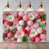 2D Pink Floral & Strawberry Backdrop Girly Birthday Party Background Banner