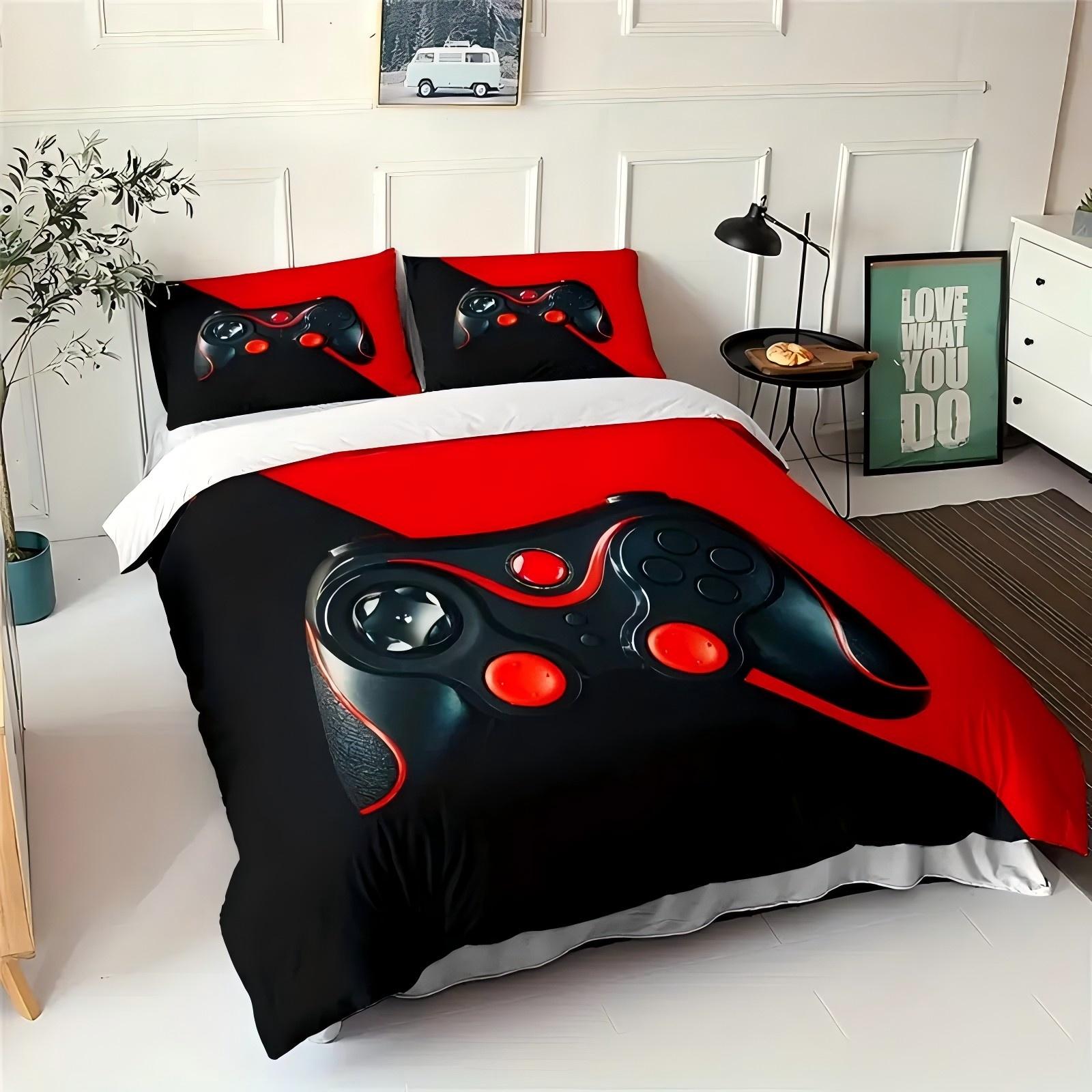 

Game Handle Pattern 3D Printed Bedding Set For Boys Mens Bedroom Decorative Bedspread Sports Style Home Duvet Cover Pillowcases 173x218cm 2pcs