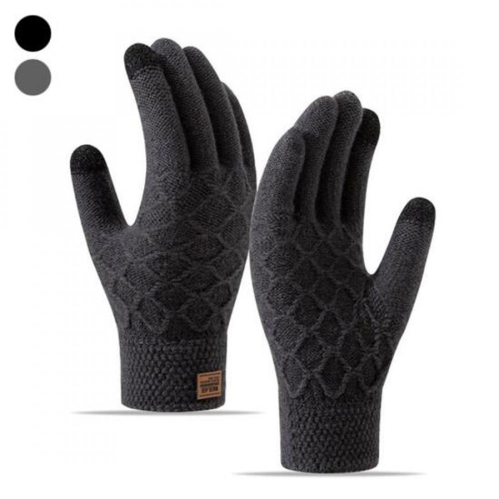 New Arrivals Open Run Black Thick Knitted Gloves