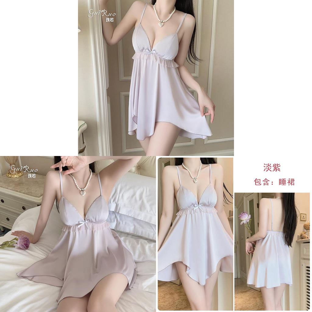 Satin Sleep Dress For Women With Chest Padding And Vneck For Casual Home Wear