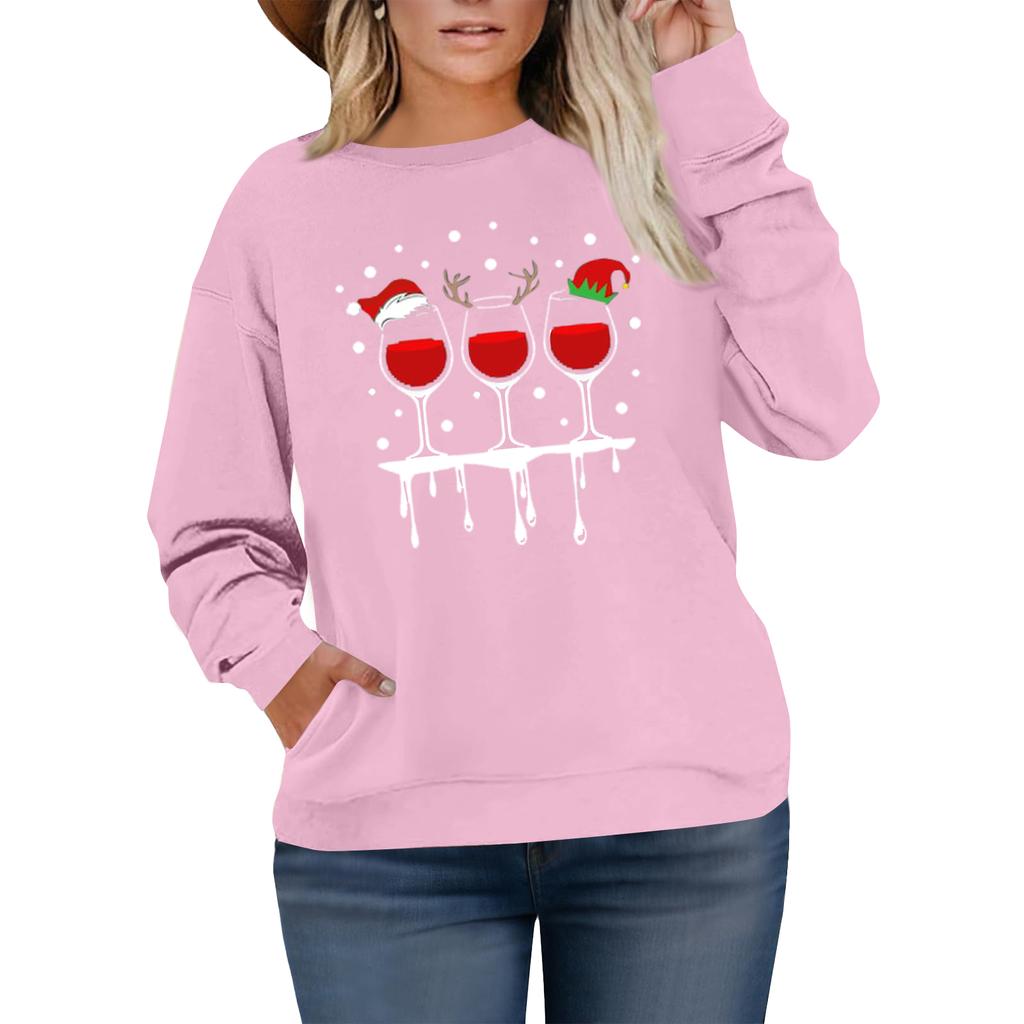 Damen Modisches Lässiges Übergröße Langarm Pullover Bedrucktes Sweatshirt