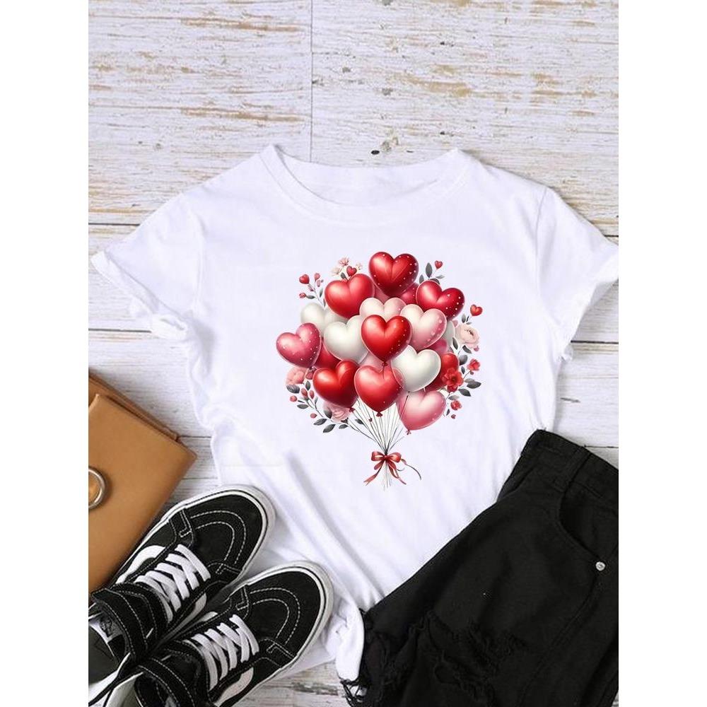 Style Flower Trend Clothing Graphic T-shirts Lady Short Sleeve T Shirt Women Print Female Fashion Clothes Casual Tee