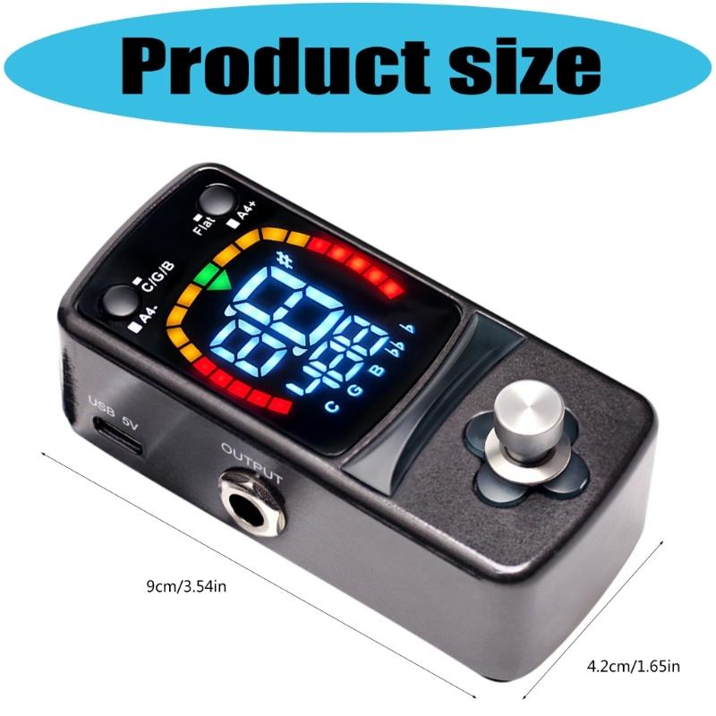 Portable Chromatic Tuner Pedal Covering A0 to C8 Range Digital Guitar Pedal Tuner for Guitarists and Musicians