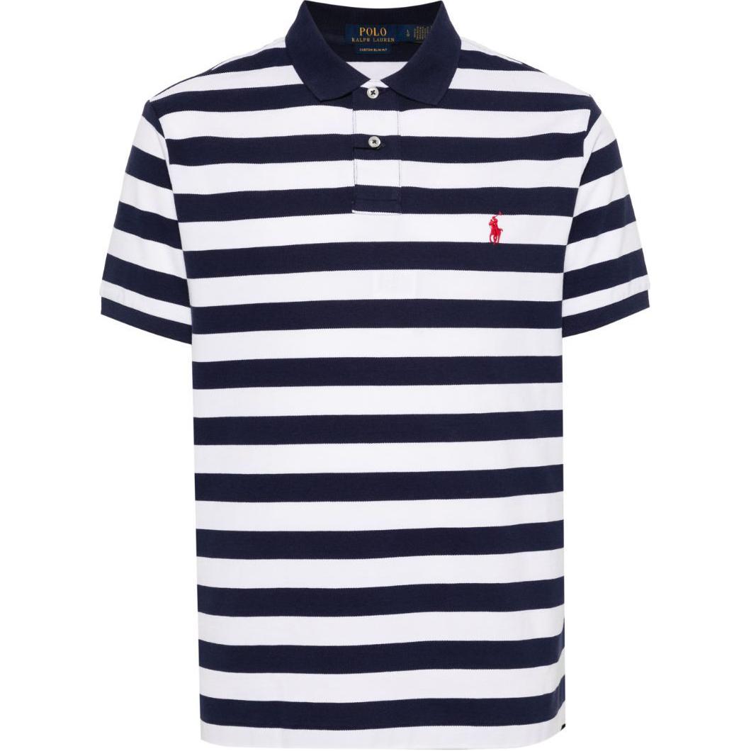 

Polo Ralph Lauren Striped Logo Embroidered Short Sleeve Polo Shirt Men tops Blue White 710934552-001 XL
