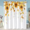 Sunflowers Lavender Shower Curtains Green Plants Popular Flowers Small White Daisy Butterflies Hanging Curtains Bathroom Decor