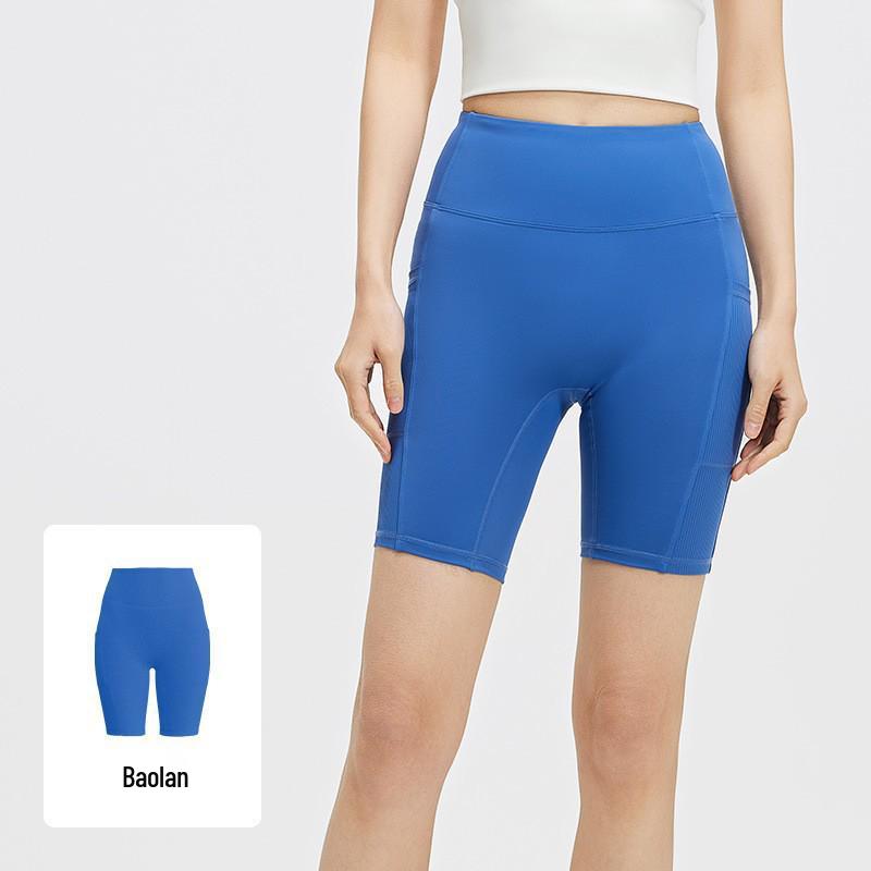 

High Waist Seamless Yoga Shorts with Stripes - Butt Lifting, Tummy Control, Running & Sports Pants Large