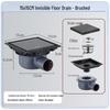 15x15 Odor-Proof Invisible Floor Drain, 304 Stainless Steel, Concealed for Bathroom or Shower Room