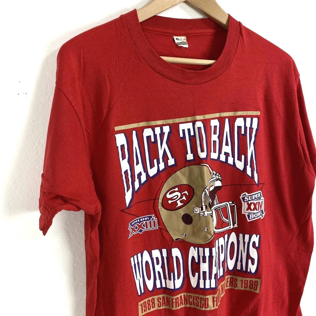 San Francisco 49ers Herren L Vintage 80er 1989 Super Bowl Rotes T-Shirt Screen Stars