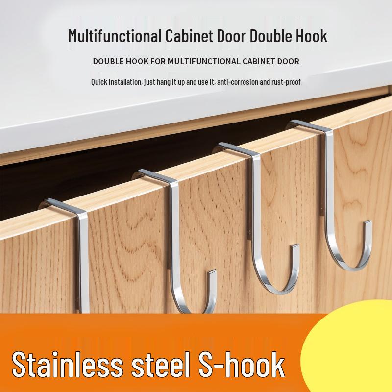 Hochwertiger, robuster S-Haken aus Edelstahl für die Aufbewahrung hinter der Tür – Bohrlos, Multifunktionaler Schrankhaken