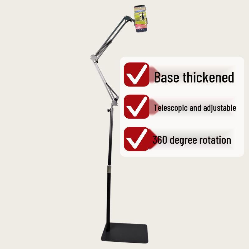 Enhanced 1.6m Floor-Standing Mobile Device Stand for Indoor/Outdoor Use Mechanical Boom Phone Stand чёрный
