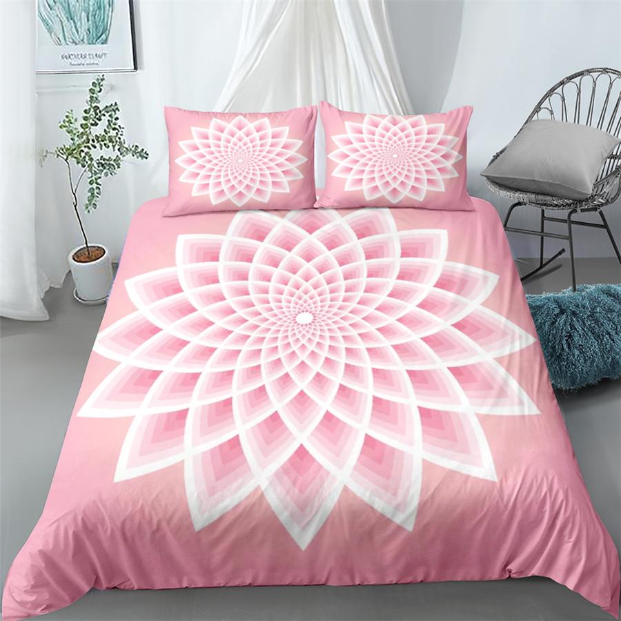 Mandala Bettbezug Set Blau Rosa Boho Chic Tagesdecken Romantische Bettwäsche Böhmisches Bettwäscheset King Polyester Bettdeckenbezug