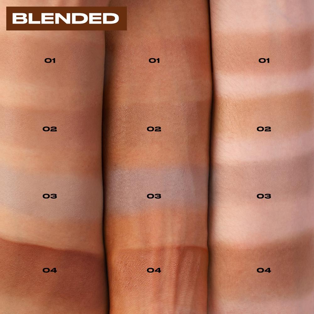 YOUNG VISION 4-Color Liquid Contour & Bronzer Kit with Multi-Functional Horseshoe-Shaped Brush Head - Highly Pigmented, Buildable, Long-Lasting,