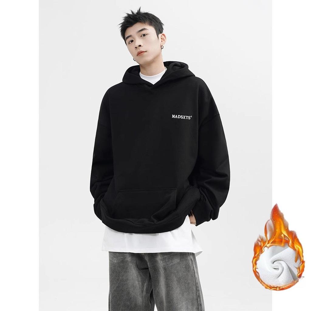 Printed Letters Hooded Sweater Men Comfortable Fit Gray Leisure Couple Hoodie Coat In Autumn and Winter