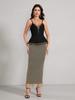 Multicolor Rhinestone Bandage V-Neck Spaghetti Strap High-Waist Evening Gown Set
